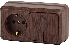 Блок накладной Intro Quadro розетка 1-м.+выключатель 2-кл. венге картинка